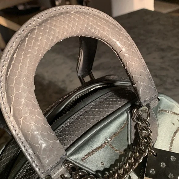 DIOR VINTAGE CRYSTAL PYTHON TRIMMED SATIN GAMBLER BAG, Limited Edition #0122 - Picture 11 of 12